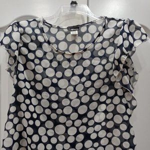 NY Invasion NWOT Navy & White Chiffon Top